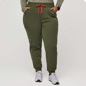 FIGS Dark Olive Zamora High Waisted scrub pants, size M